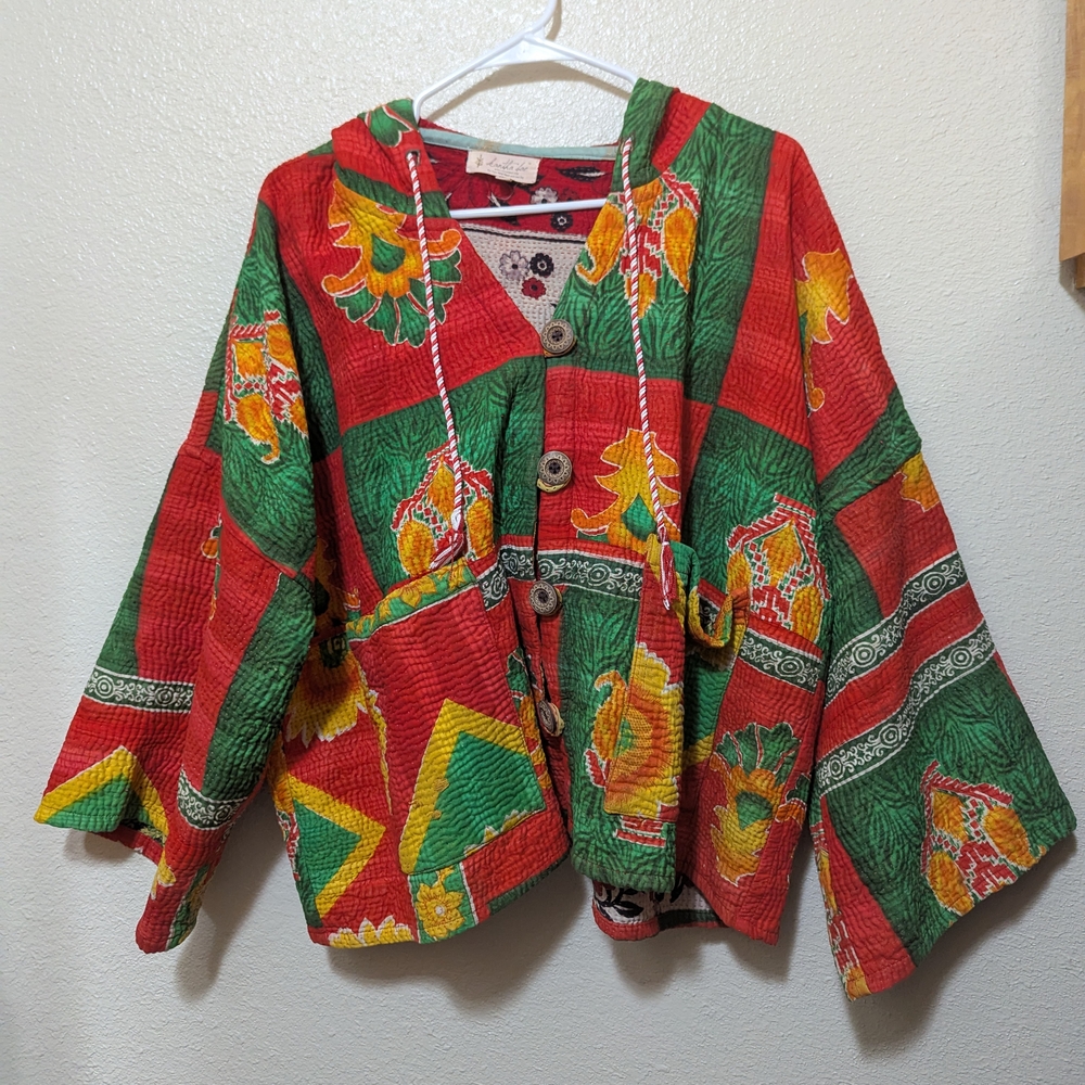 Kantha Bae Halfmoon Colorful Patchwork Shacket
